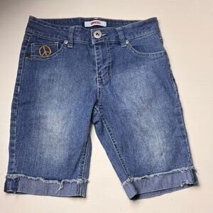 Bongo Girl's Denim  Embellished Dark Wash Bermuda Shorts Sz 12